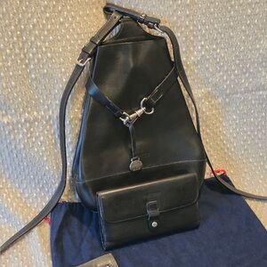 Dooney & Bourke Black Leather Pyramid Backpack & Wallet